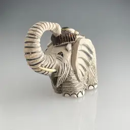 Artesania Rinconada Pottery Elephant Figurine Trunk Up Uruguay Vintage 3x3.5"