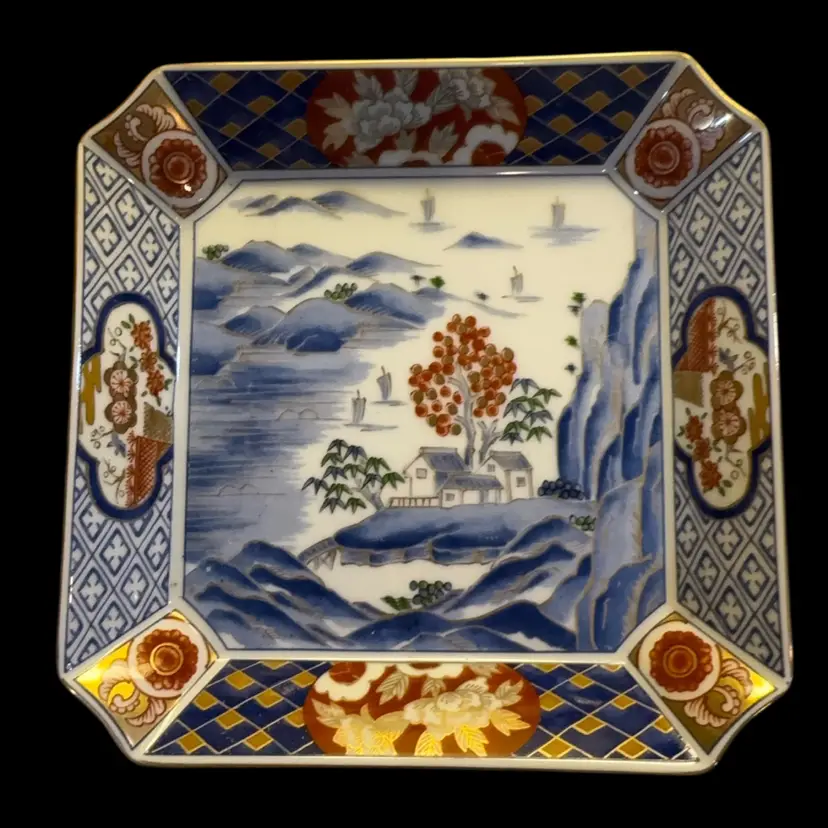 6” Imari-style Square Porcelain Dish