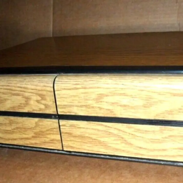 1980s Vintage VHS Video Cassette Storage Holder Organizer Wood Grain Cabinet