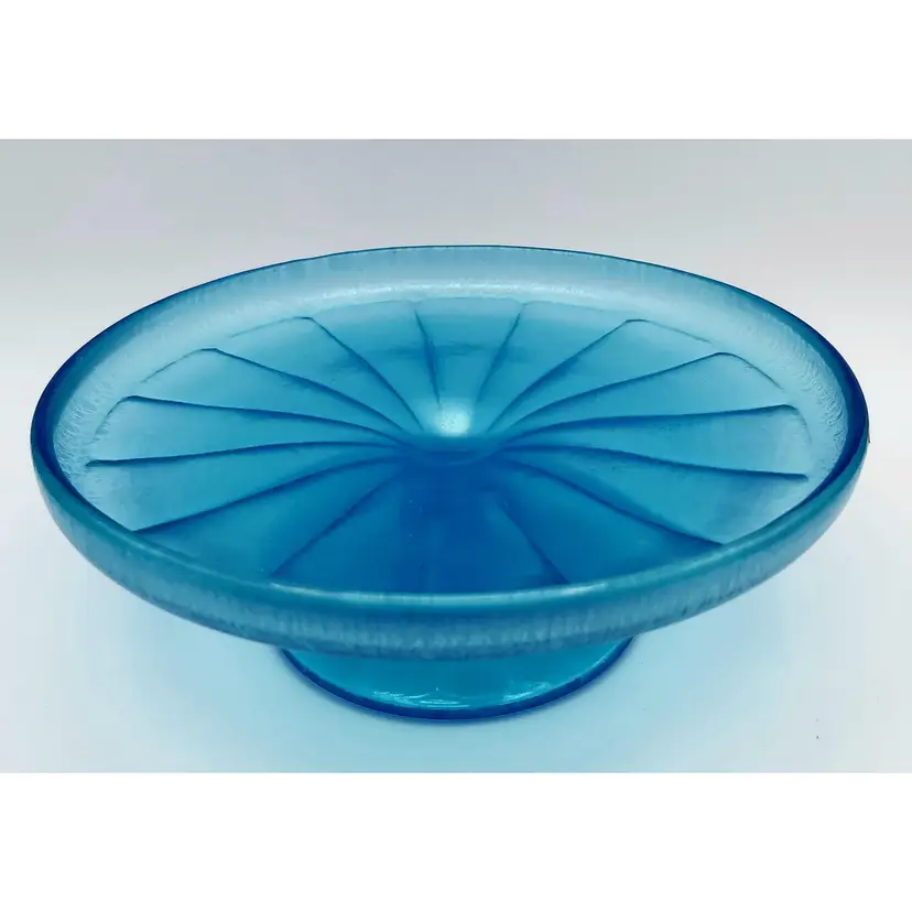 Antique 1920's FENTON Celeste Blue Stretch Glass Pedestal Compote BonBon Candy Dish