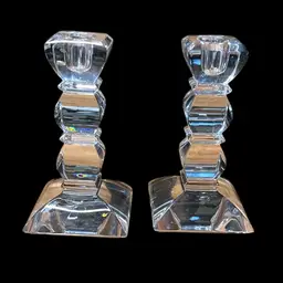03. Elegant Taper Pair Of Lead Crystal 6” Candleholders