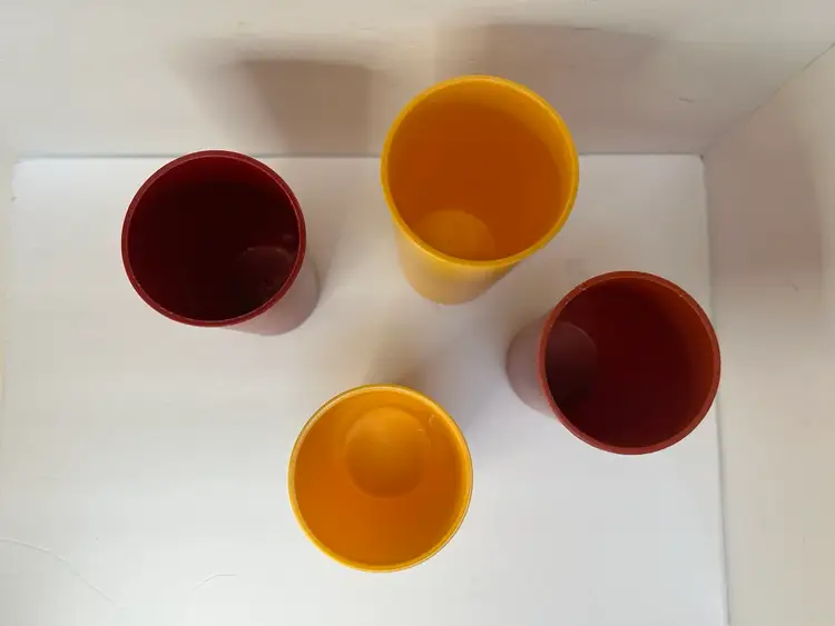 Tupperware Harvest Colors Four Tumblers Cups Made In USA Vintage