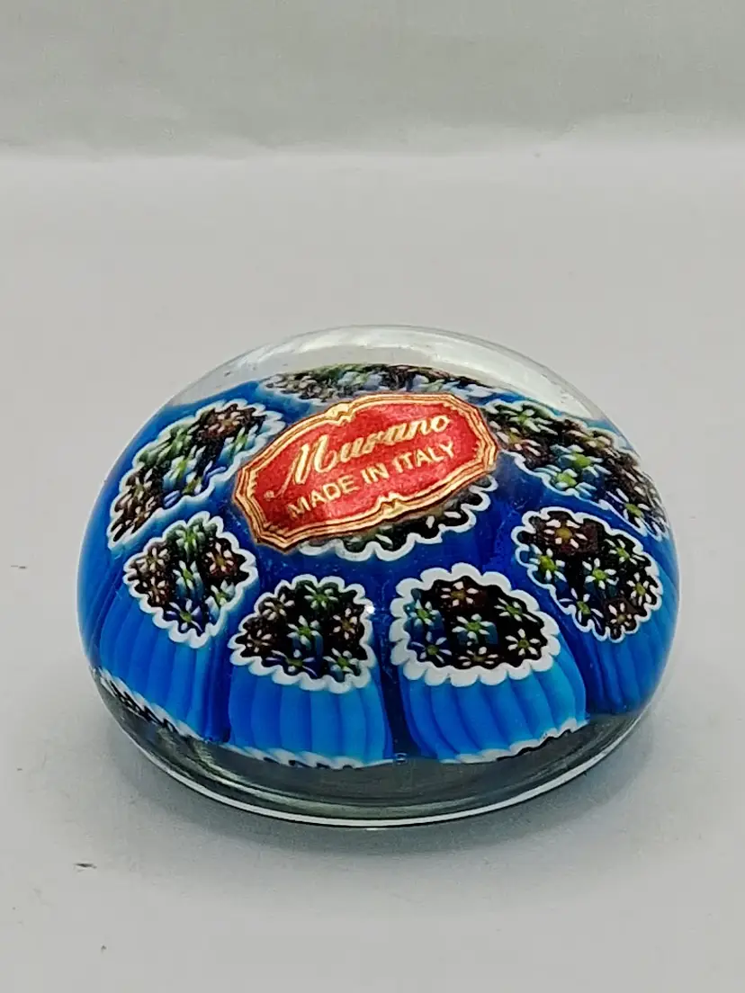 Vintage Murano Glass Milliefiori Fond.ta Vetrai Paperweight, Gorgeous Colors!! Orig. Label
