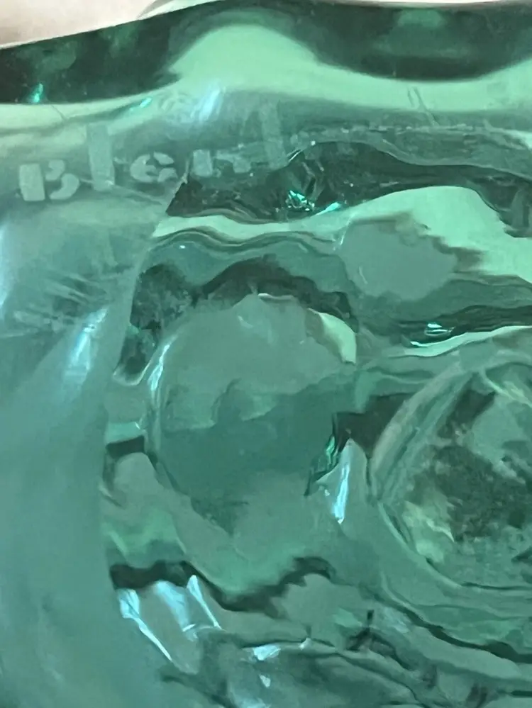 Blenko Vintage Signed Mid Century Husted Teal Green Bubble Large Glass Vase