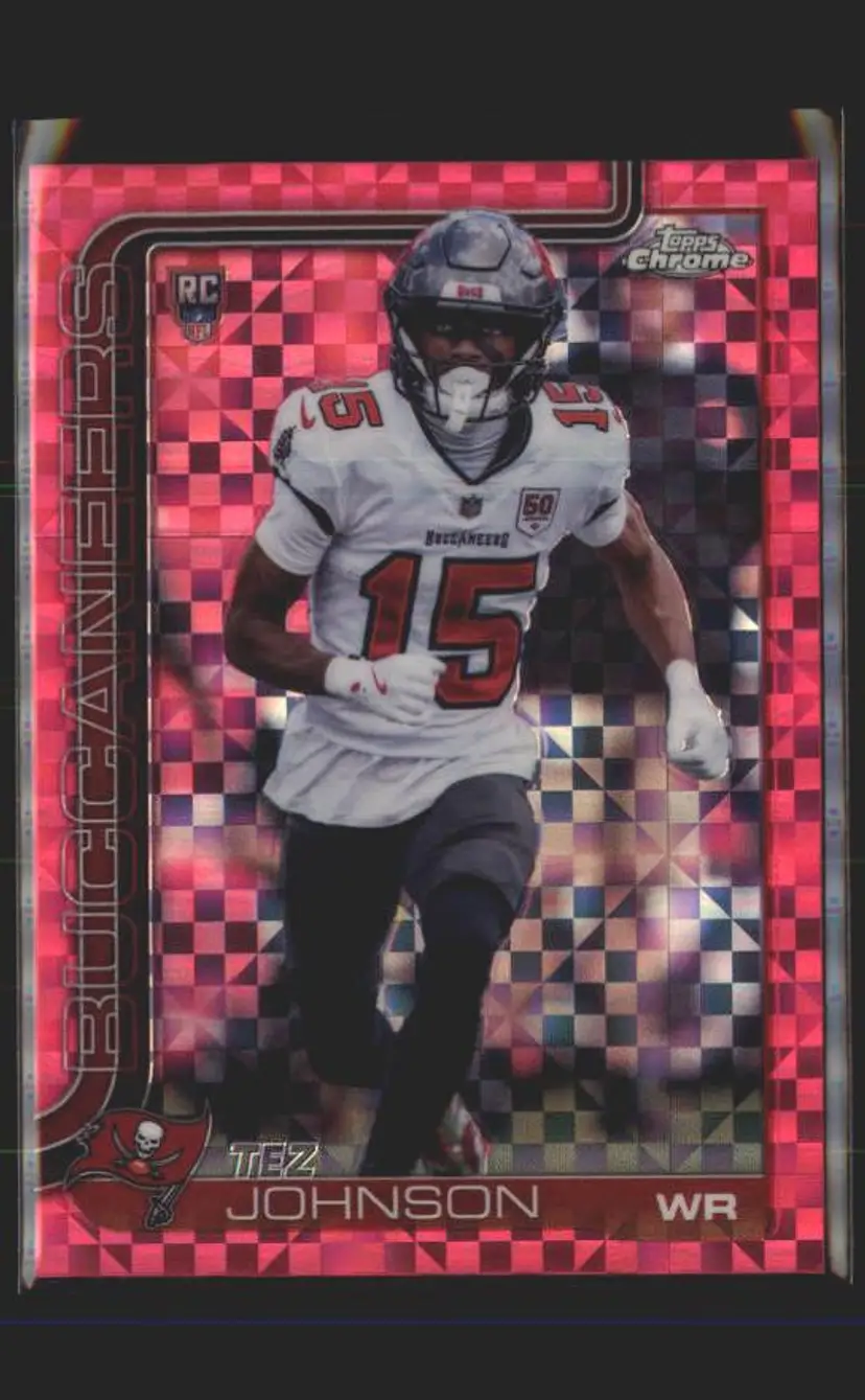 Tez Johnson 2025 Topps Chrome #342 Hot Pink X-Fractor - (140) - Tampa Bay Buccaneers