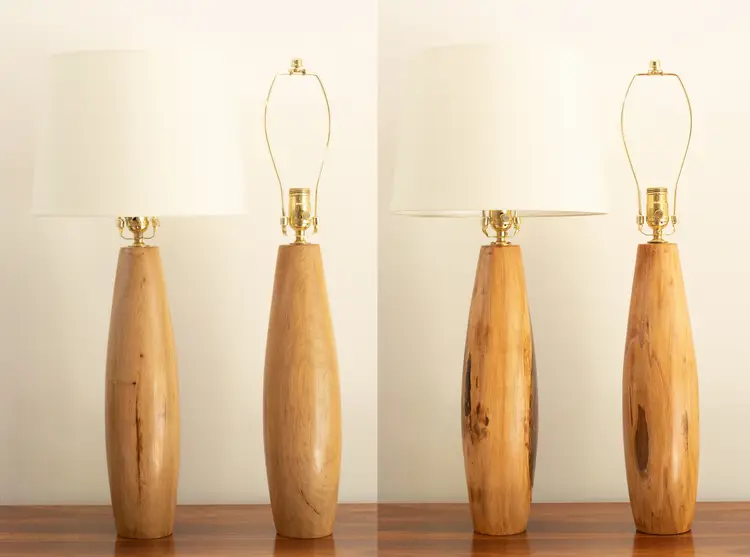 17" High Hand Crafted Hickory and Maple Turned Lamp - MADE TO ORDER
