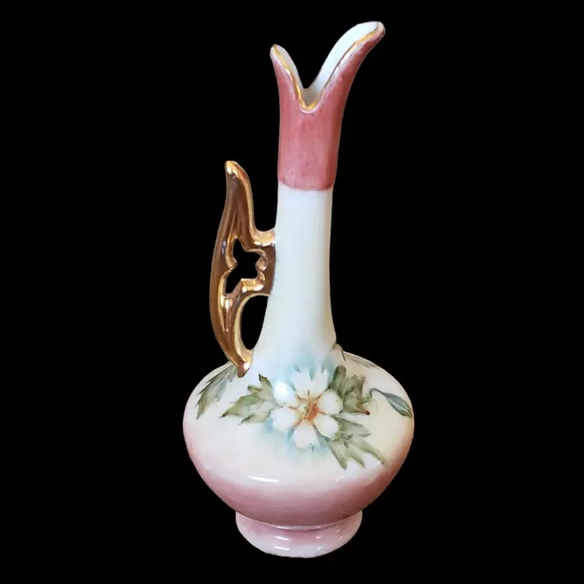 Porcelain Vase Hand Painted Signed Unbranded 5 5/8" tall approximately Vintage