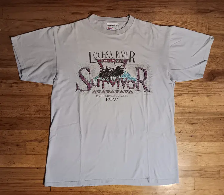 vintage single stitch Whitewater Rafting Survivor t-shirt Lochsa River canoe