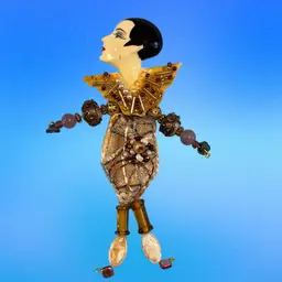 Art Deco Bead Person Made With 2 Brooches With Murano And Glass Beads