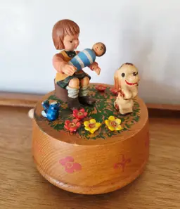 Vintage ANRI Wooden Hand Painted Music Box