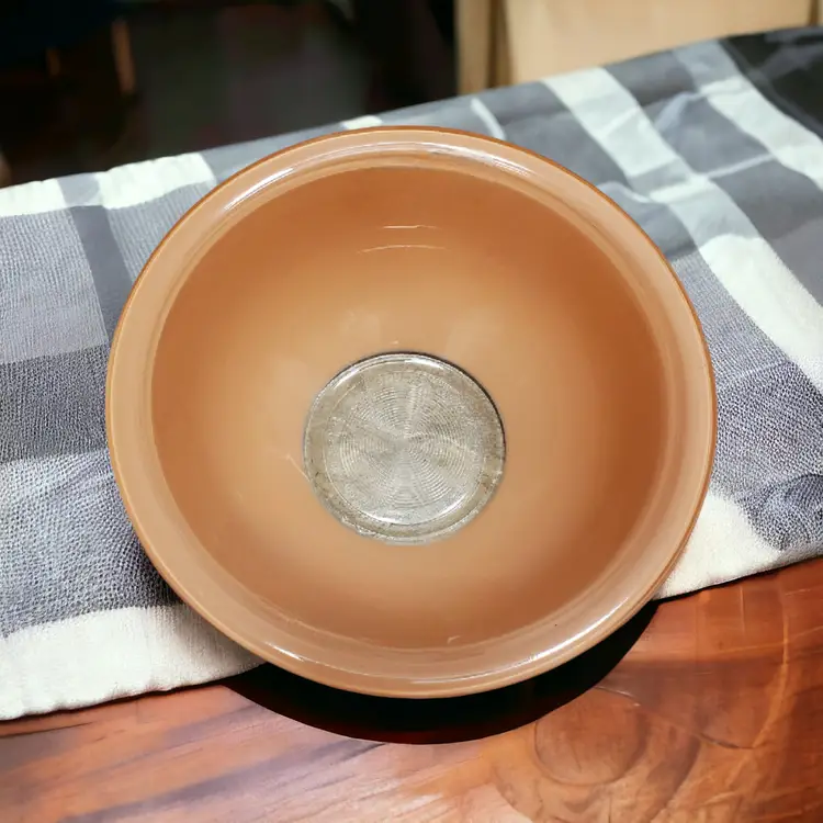 1980s Pyrex Peach Glass Clear Bottom Nesting Mixing Bowl Corning #323 1.5L