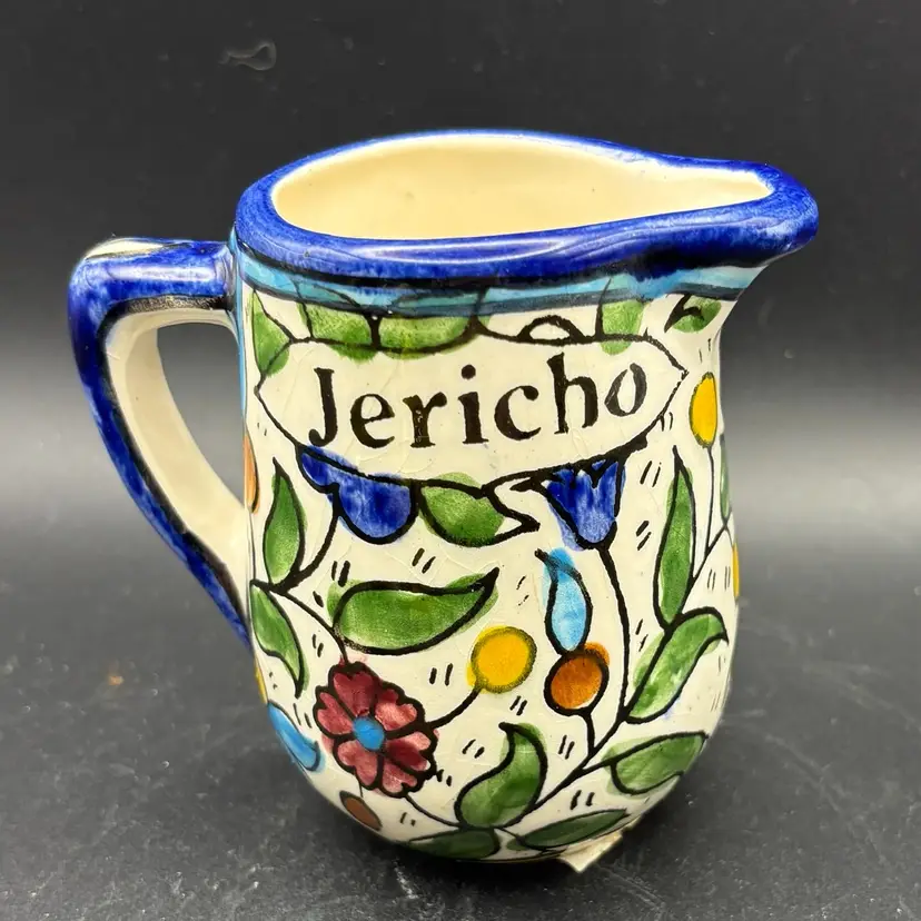 Small Milk / Cream Pitcher, Marked Jericho, Ceramic, Signed, Khalili Pottery