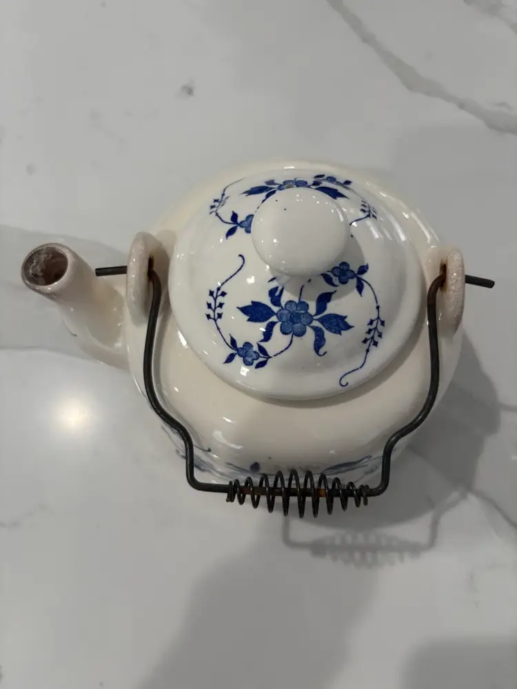 Vintage Ambee Blue Onion Tea Pot With Patina