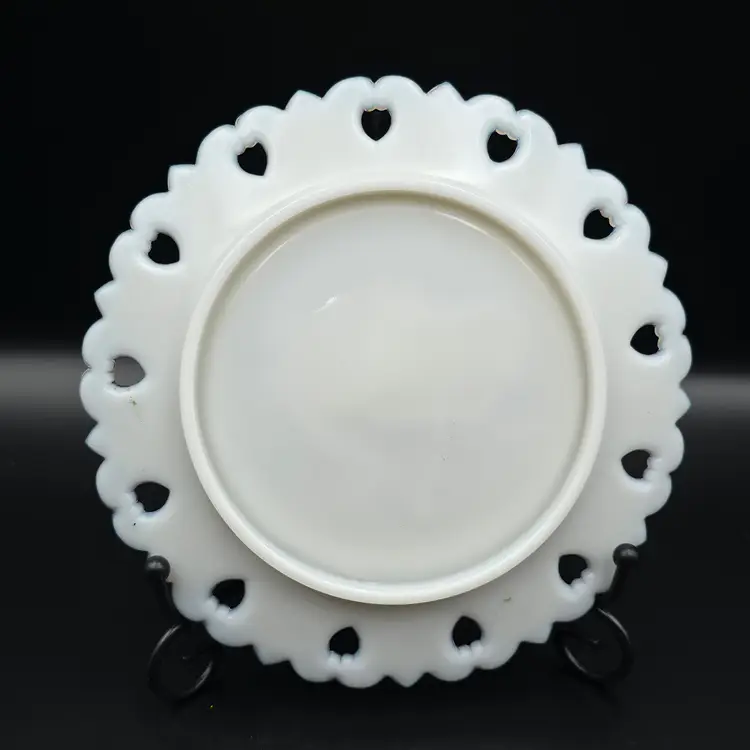 Antique Milk Glass Plate -Hatching Baby Chick.