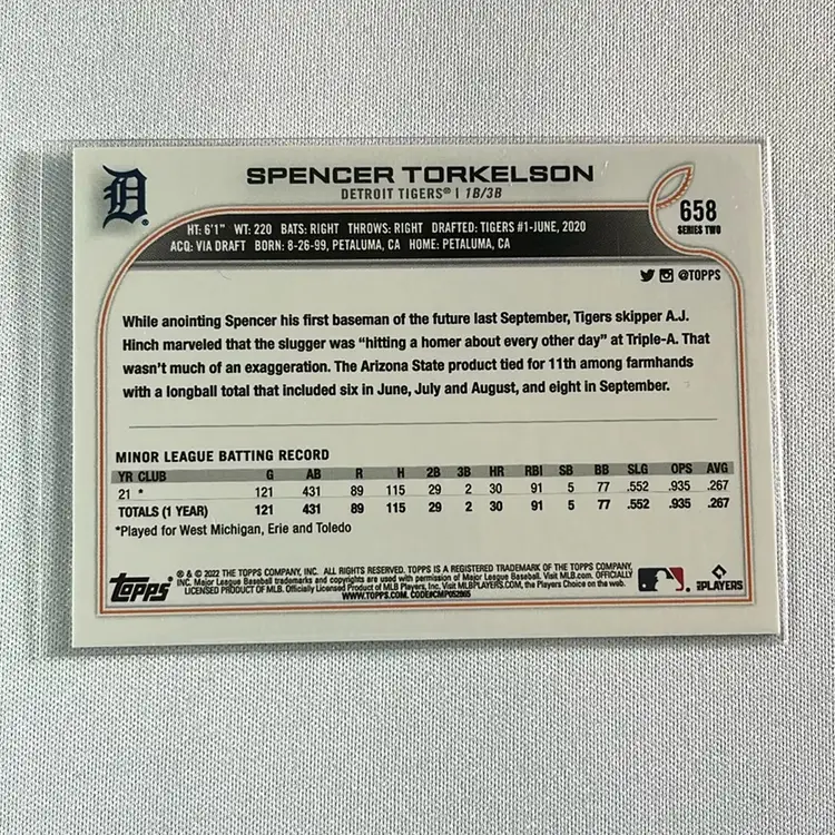 2022 Topps Series 2 Photo Variation Spencer Torkelson RC #658