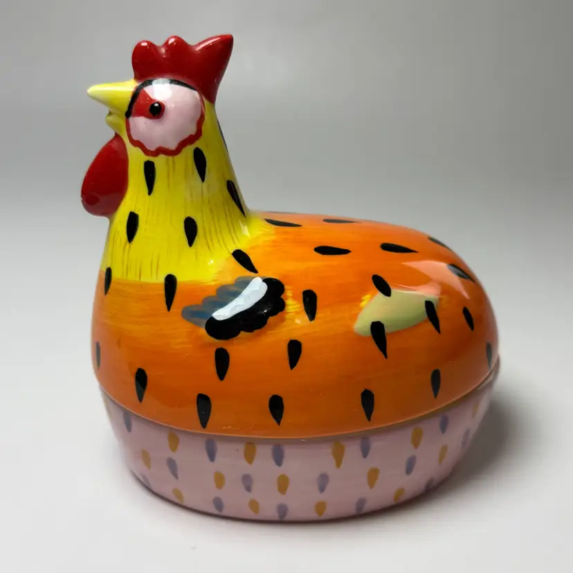 Vintage Pfaltzgraff Secrets of Pistoulet Mini Ceramic Chicken Relish Trinket Dish Box