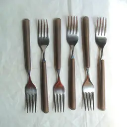 Set of 6 Forks MEPRA Italy Stainless Flatware Tobacco Brown