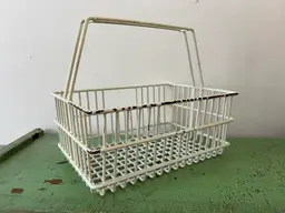 Vintage Rubber Coated Wire Basket. Rectangle with Handle. Organizational Easter Decor