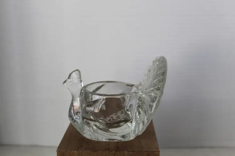 Votive Candle Holder Avon Thanksgiving Turkey Shaped Crystal Glass Clear