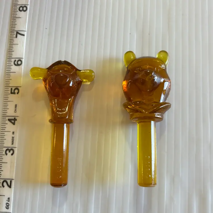 Vintage Disney Amber Glass Bottle Stoppers. Winnie The Pooh, Tigger