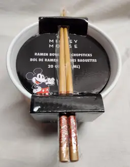 Disney Mickey Mouse "Wild Wok" Ramen Bowl and Chopsticks