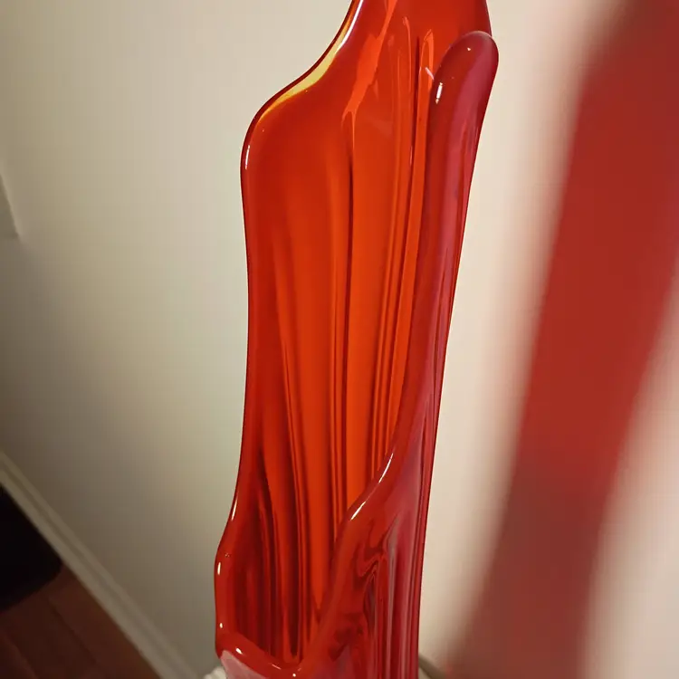 LE Smith ribbed column swung vase, flame 22.5"