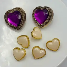 2 Sets of Gold Tone Heart Shaped Shank Buttons