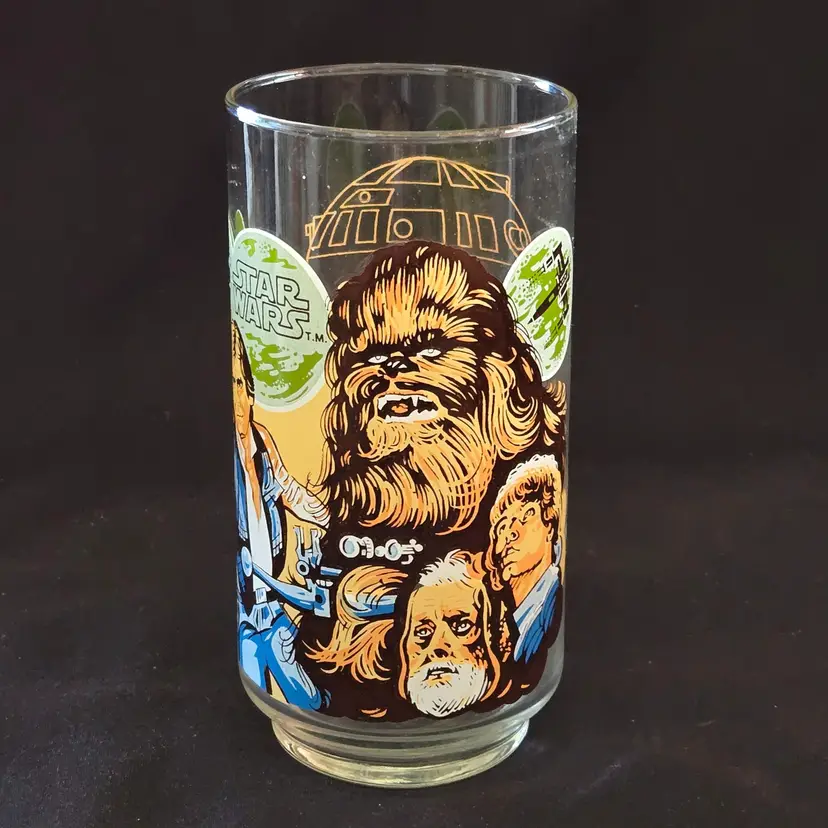 Souvenir Star Wars Chewbacca Glass Sponsers Burger King Coca Cola 1977 Vintage
