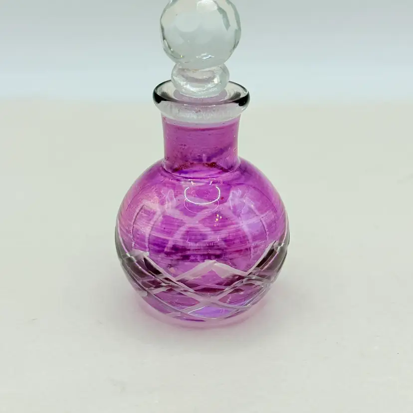 Purple Cut Glass Perfume Bottle