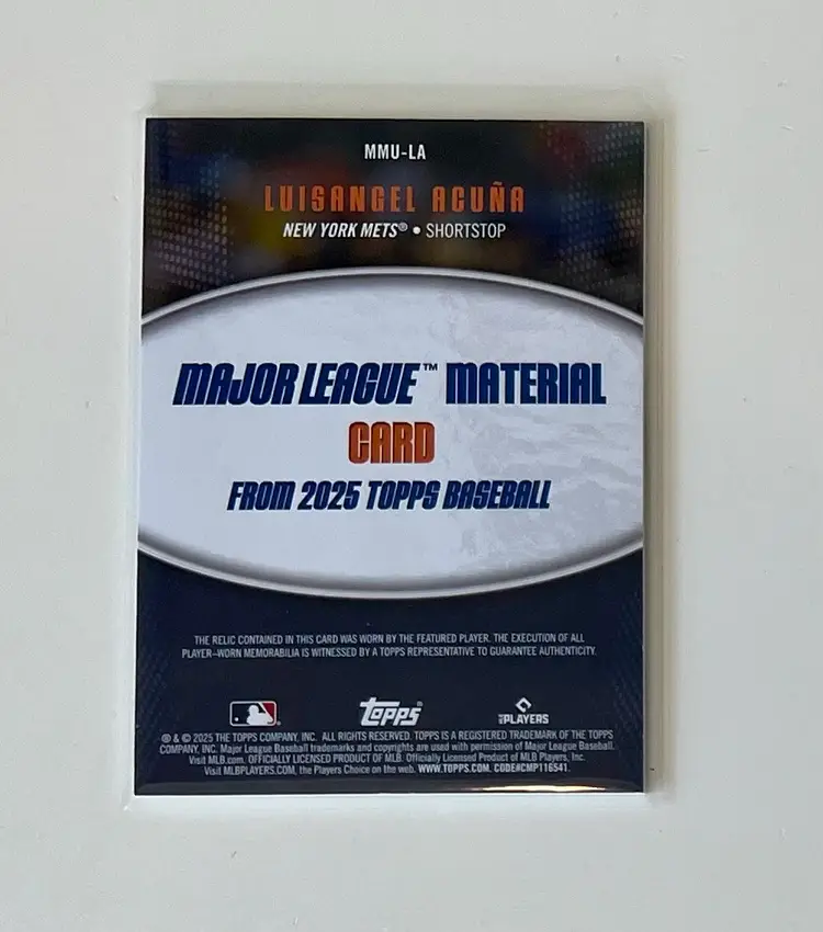 Luisangel Acuna RC Pinstripe Jersey Relic New York Mets