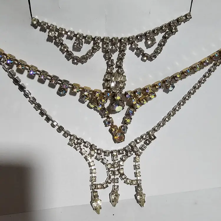 9 White Rhinestone Resellers Jewelry Lot!!!