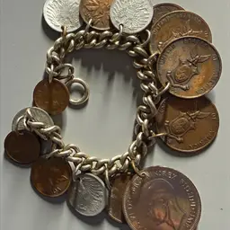 Vintage Silver Tone Coin Bracelet Size 6.25 Use Extender For Longer Length