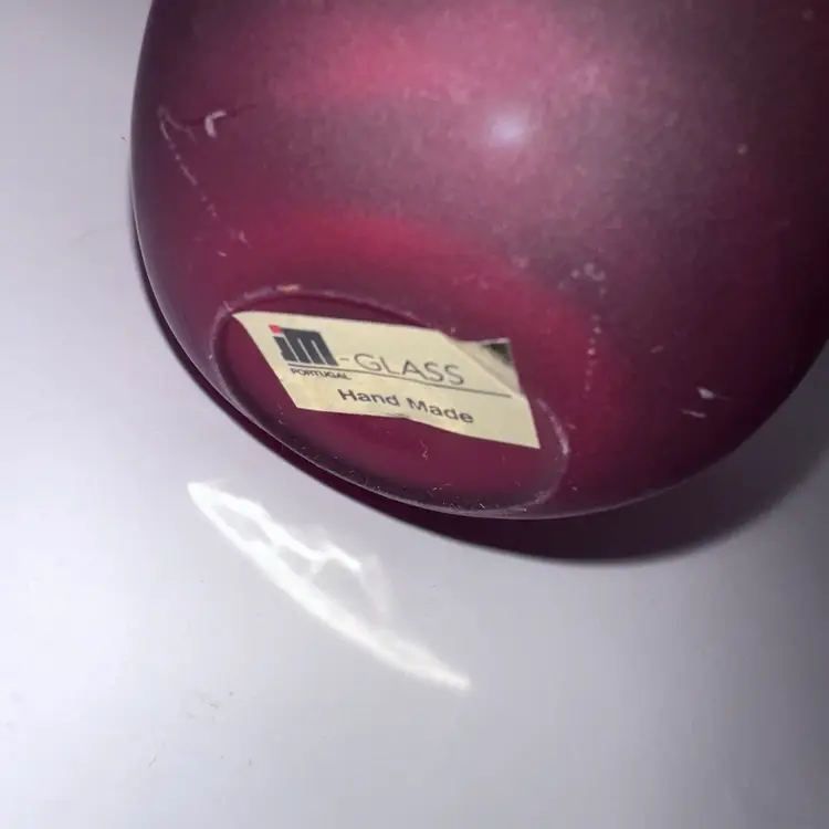 Vintage iM Glass Portugal Red Frosted Glass Candle Votive Holder Hand Made