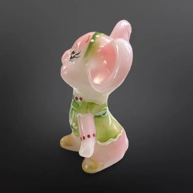 Fenton Glass Hand Painted Rosalene Mouse Figurine Signed S. Stephens