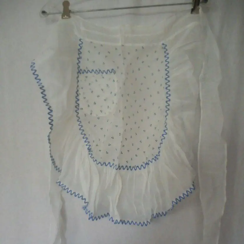 Vintage sheer blue white Half Apron bows