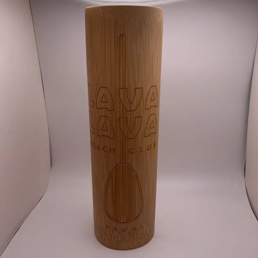 VTG Bamboo Tiki Mug Lava Lava Beach Club Kauai Hawaii 10"