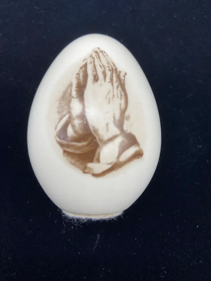 Praying Hands Ceramic Egg