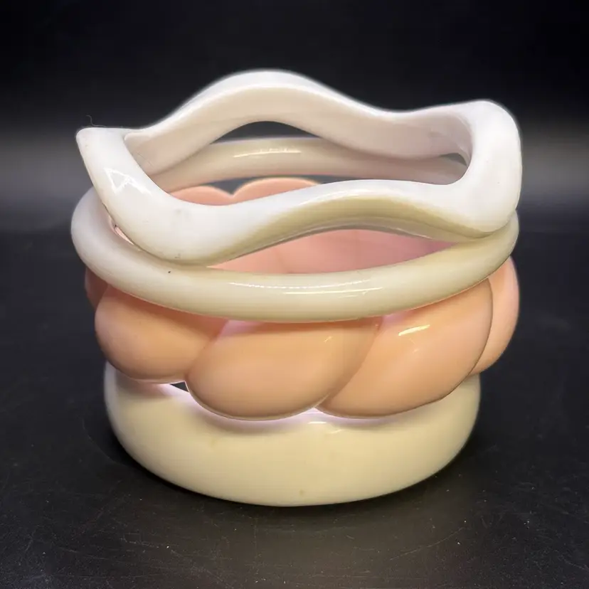 White & Pink Plastic Bangles Set Of 4