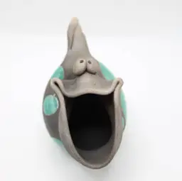 Raku Laughing Fish Pottery Figure by Nina Fernstrom-Duong