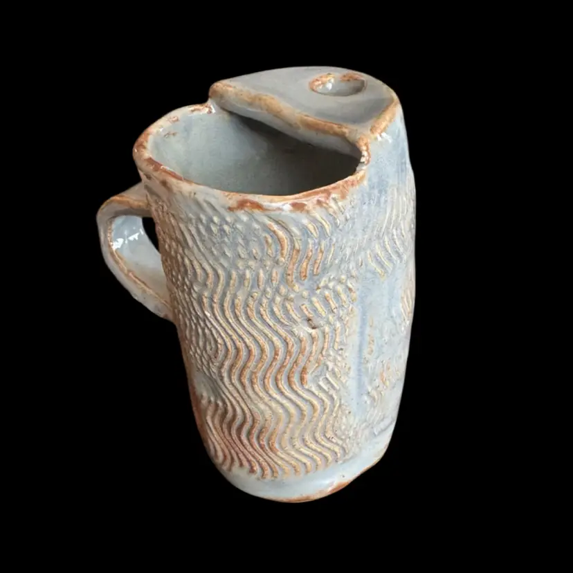 Studio Pottery Mug With Straw Hole, 5”