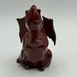 Welsh Dragon Flambé Red Pottery Terracotta Vintage Figurine Doniau Cudd Bangor
