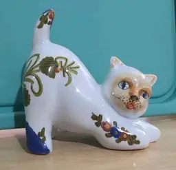 Faenza Italy Hand Painted Ceramic Cat