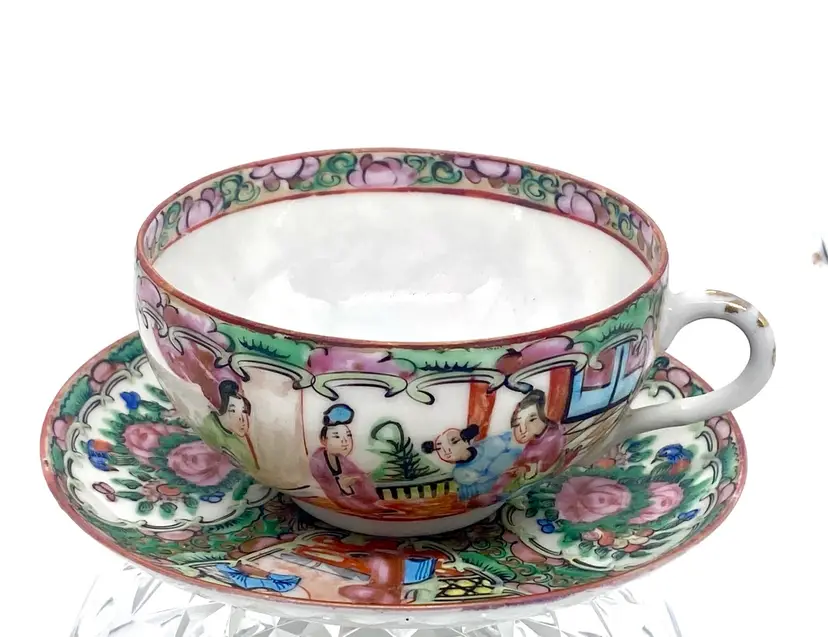 Early 20th Century Rose Medallion Cup And Saucer