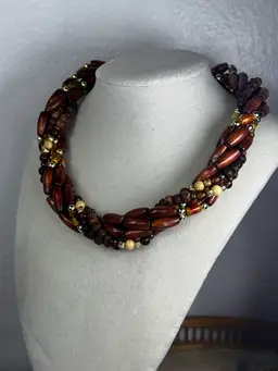 Vintage Napier Wooden Necklace 17”