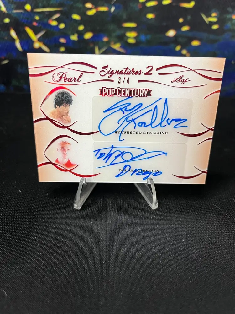 Sylvester Stallone & Dolph Lundgren 2024 Rocky 4 Leaf Pop Century Pearl Red /4