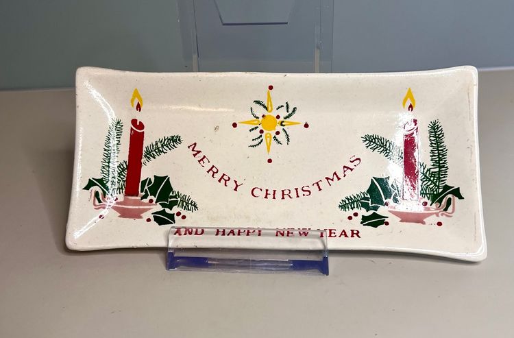 Vintage 1950’s Ceramic Commodore Merry Christmas Happy New Year Trinket Dish