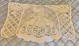 2 Off White Doilies Or Antimacassars With Girl In Hat