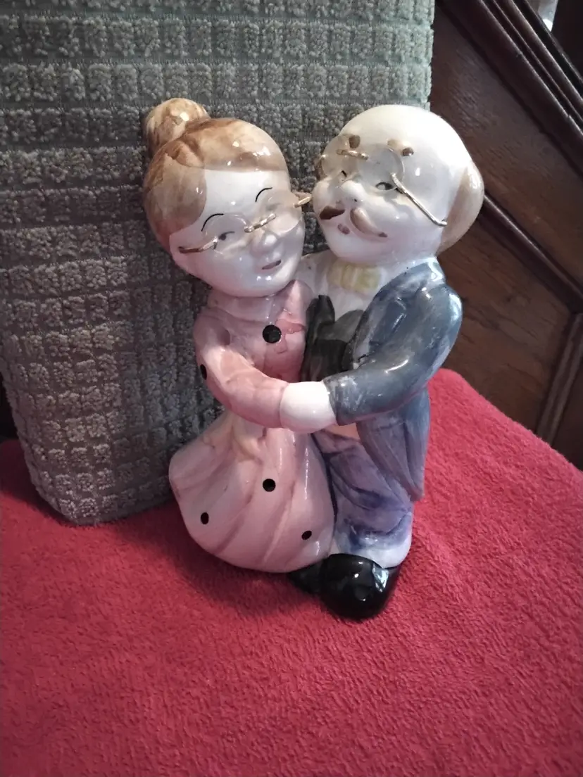 Vintage Dancing Old Couple Ceramic Bank/Figurine
