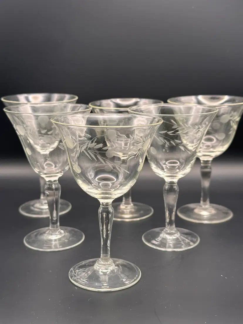 Vintage Pioneer "Willow Moon" Cocktail Glasses - Set of 6