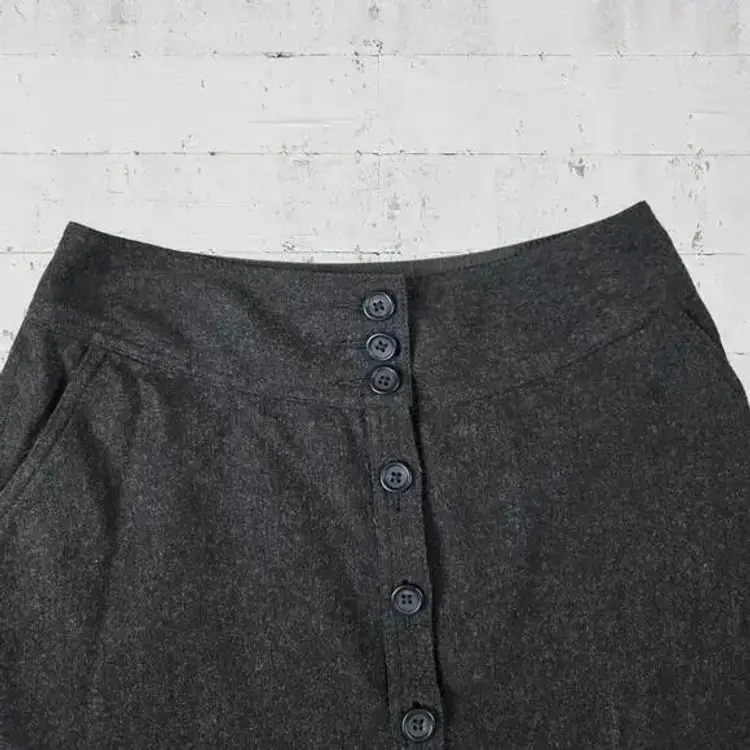 Banana Republic Dark Green Wool Blend A-Line Button Up Womens Midi Skirt Size 2P